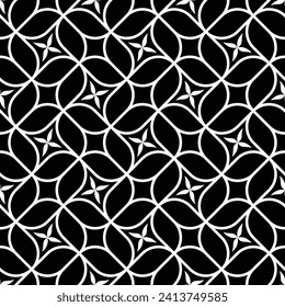 Resumen del patrón geométrico floral sin soldadura. Ornamento blanco y negro. Se repite textura moderna y elegante. Fondo vectorial.