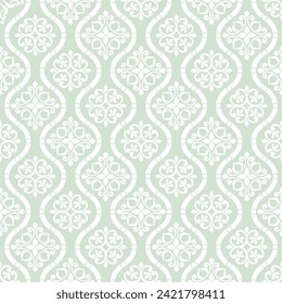 Abstract geometric floral seamless pattern. Green and white ornament. Modern stylish texture repeating. Vector background.