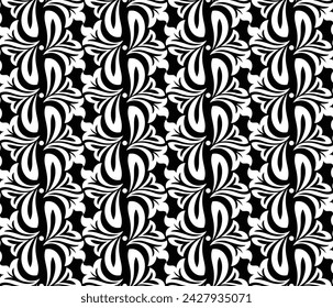 Abstract geometric floral seamless pattern. Black and white ornament. Modern stylish texture repeating. Vector background.