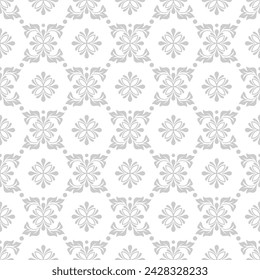 Patrón geométrico abstracto sin costuras florales. Adorno gris y blanco. Textura moderna y elegante que se repite. Vector de fondo.