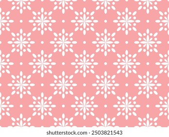 Abstract geometric floral seamless pattern. Pink and white ornament. Modern stylish texture repeating. Vector background.