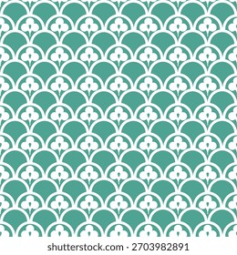 Abstractas patrón floral geométrico sin fisuras. adorno verde azulado y blanco. Textura moderna y elegante que se repite. Vector de fondo.