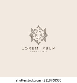 Abstract geometric flower ancient logo icon sign symbol design. Vector illustration 