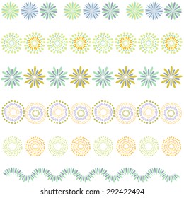 Abstract Geometric Flower Borders set. Design elements.