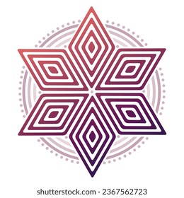 Abstract geometric flower in a circle. Concentric geometry