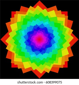 Abstract geometric flower of colored squares