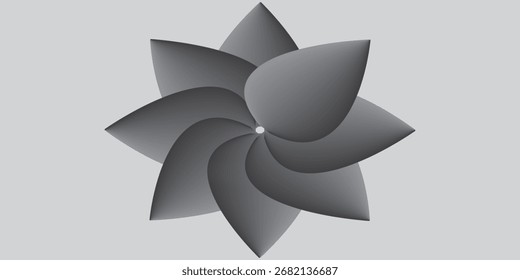 Abstrakte geometrische Blume mit Gradient Graue Blütenblätter und zentrale 