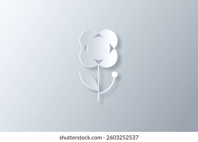 abstract geometric flower icon made in white paper art style with shadow and highlight