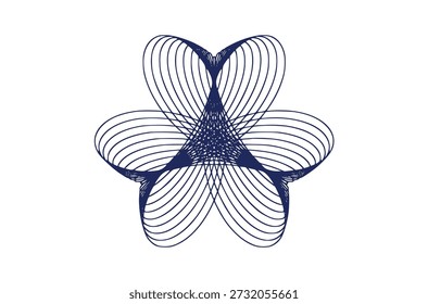 Abstrakte geometrische Blume aus fließenden Linien, moderne minimale Illustration symbolisiert Harmonie, Gleichgewicht, Technologie und kreative Bewegung.