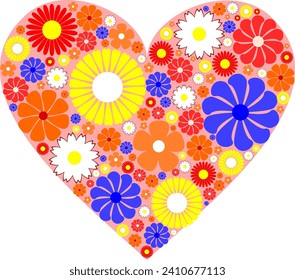 Abstract Geometric Flower Pattern on Heart Shape Background