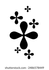 Abstractas forma geométrica floral y siluetas, color negro. Modernas figuras brutales minimalistas de moda. Modernos Elementos abstractos de Diseño gráfico. Ilustración vectorial 