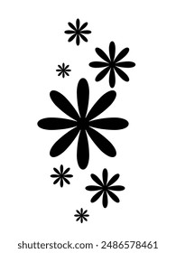 Abstract geometric flower shape and silhouettes, black color. Modern trendy minimalist brutalist figures. Modern abstract graphic design elements. Vector illustration 