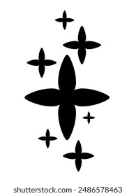 Abstract geometric flower shape and silhouettes, black color. Modern trendy minimalist brutalist figures. Modern abstract graphic design elements. Vector illustration 
