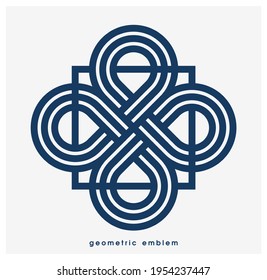 Abstract geometric flower shaped floral vector symbol isolated on white, line art geometrical shape emblem or icon, best for boutique or cosmetic or hotel or spa or jewelry logo.