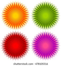 Abstract geometric flower shapes, elements (Set of 4 colors)