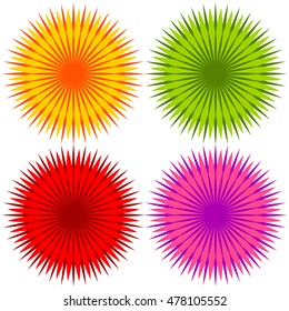 Abstract geometric flower shapes, elements (Set of 4 colors)