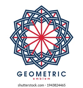 Símbolo de vector de flor geométrico abstracto aislado en blanco, de forma geométrica, emblema o icono de forma de arte lineal, mejor para boutique o cosmética, hotel o spa o logotipo de joyería.