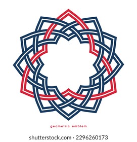 Abstract geometric flower vector symbol isolated on white, line art geometrical shape emblem or icon, best for boutique or cosmetic or hotel or spa or jewelry logo.