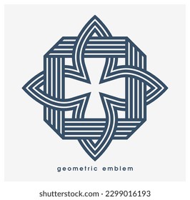 Abstract geometric flower vector symbol isolated on white, line art geometrical shape emblem or icon, best for boutique or cosmetic or hotel or spa or jewelry logo.