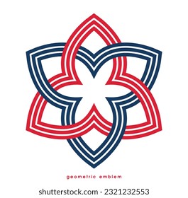 Abstract geometric flower vector symbol isolated on white, line art geometrical shape emblem or icon, best for boutique or cosmetic or hotel or spa or jewelry logo.