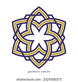 Símbolo de vector de flor geométrico abstracto aislado en blanco, de forma geométrica, emblema o icono de forma de arte lineal, mejor para boutique o cosmética, hotel o spa o logotipo de joyería.