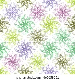 Abstract geometric flowers. Can be used for wallpaper, pattern fills, textile, web page background, surface textures, Image for advertising booklets, banners.