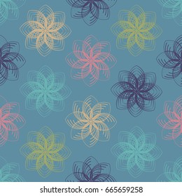 Abstract geometric flowers. Can be used for wallpaper, pattern fills, textile, web page background, surface textures, Image for advertising booklets, banners.