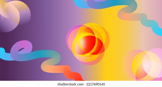 Abstract geometric fluid background in vibrant color. Colorful volumetric wave, balls, gradient texture. Modern design for cover, target page, website.