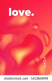 Abstract geometric fluid elements for Valentine's Day. Futuristic design. Geometric fluid colors shapes. Love. Wedding. Passion. Template minimalist poster, card, wallpaper, print, web banner