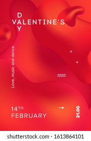 Abstract geometric fluid elements for Valentine's Day. Futuristic design. Geometric fluid colors shapes. Love. Wedding. Passion. Template minimalist poster, card, wallpaper, print, web banner