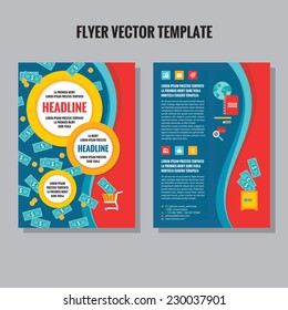 Abstract geometric flyer brochure vector template in flat style. Business finance creative layout. Design elements. 