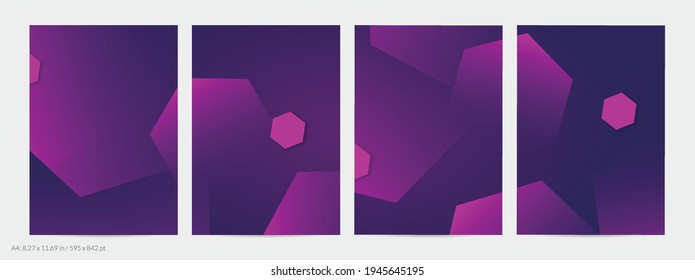 Abstract geometric flyer with deep gradient and vanishing geometric shapes. Modern template for social media banner. Contemporary material design with paper cut out realistic shadow.