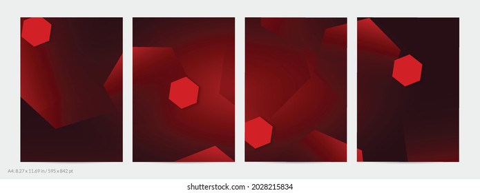 Abstract geometric flyer with deep gradient and vanishing geometric shapes. Modern template for social media banner. Contemporary material design with paper cut out realistic shadow.