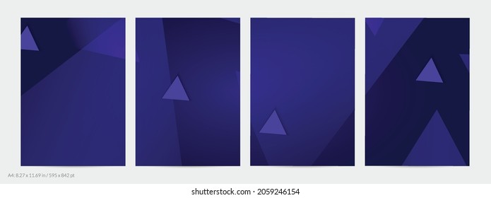 Abstract geometric flyer with deep gradient and vanishing geometric shapes. Modern template for social media banner. Contemporary material design with paper cut out realistic shadow.