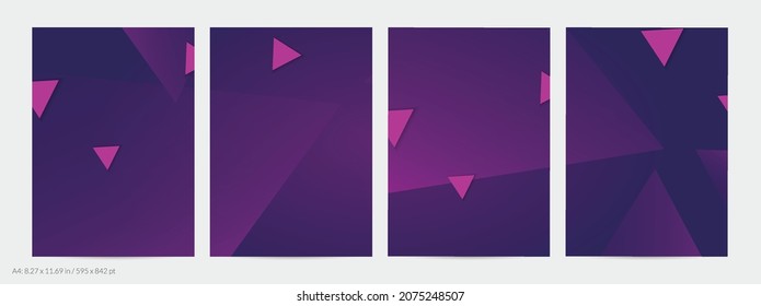 Abstract geometric flyer with deep gradient and vanishing geometric shapes. Modern template for social media banner. Contemporary material design with paper cut out realistic shadow.