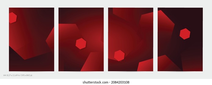 Abstract geometric flyer with deep gradient and vanishing geometric shapes. Modern template for social media banner. Contemporary material design with paper cut out realistic shadow.
