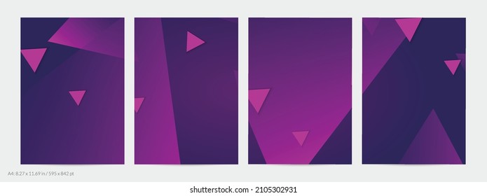 Abstrakter geometrischer Flyer mit tiefem Farbverlauf und verschwindenden geometrischen Formen. Moderne Vorlage für Social Media-Banner. Modernes Materialdesign mit Papier schneidet realistischen Schatten aus.