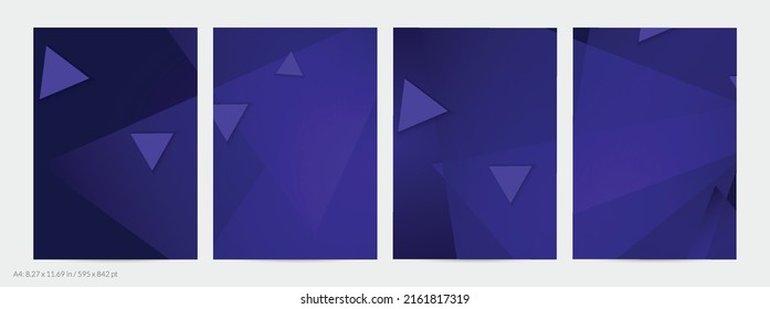 Abstract geometric flyer with deep gradient and vanishing geometric shapes. Modern template for social media banner. Contemporary material design with paper cut out realistic shadow.