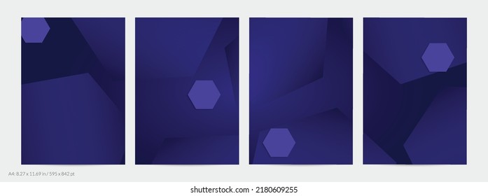 Abstract geometric flyer with deep gradient and vanishing geometric shapes. Modern template for social media banner. Contemporary material design with paper cut out realistic shadow.