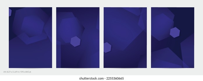 Volante geométrico abstracto con gradiente profundo y formas geométricas de desaparición. Plantilla moderna para banner en medios sociales. Diseño de materiales contemporáneos con papel cortando sombra realista.