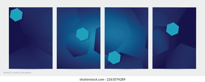 Abstract geometric flyer with deep gradient and vanishing geometric shapes. Modern template for social media banner. Contemporary material design with paper cut out realistic shadow.