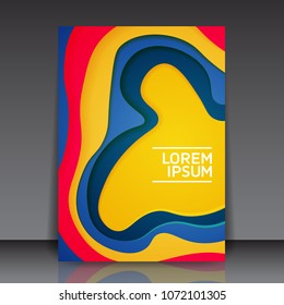 Abstract Geometric Flyer Template with Colorful Cut Out Shapes - Editable Vector Background
