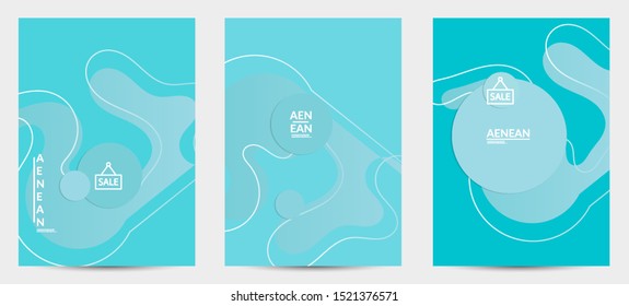 Abstract geometric flyer with vanishing waves. Modern template for social media banner. Contemporary material design with realistic shadow over flat gradient background