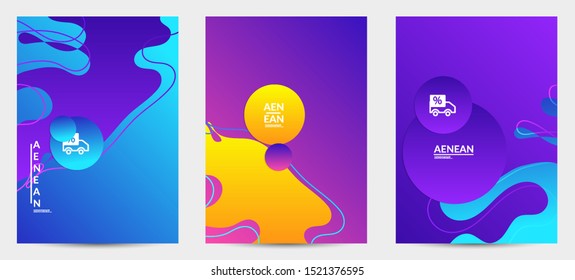 Abstract geometric flyer with vanishing waves. Modern template for social media banner. Contemporary material design with realistic shadow over flat gradient background