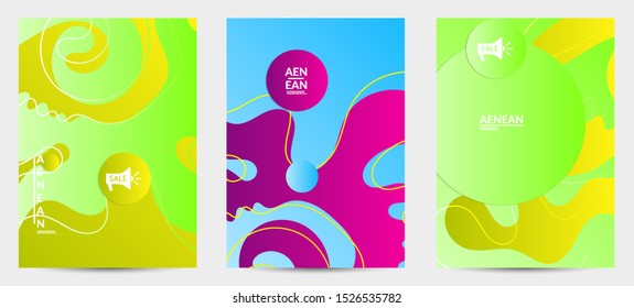 Abstract geometric flyer with vanishing waves. Modern template for social media banner. Contemporary material design with realistic shadow over flat gradient background