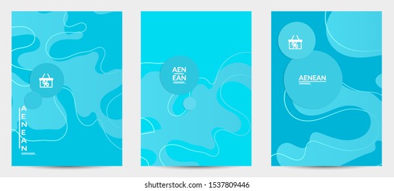 Abstract geometric flyer with vanishing waves. Modern template for social media banner. Contemporary material design with realistic shadow over flat gradient background