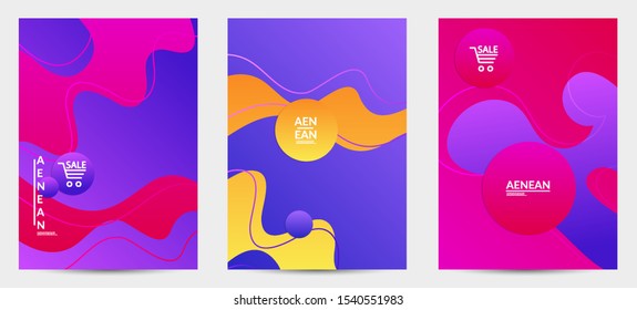 Abstract geometric flyer with vanishing waves. Modern template for social media banner. Contemporary material design with realistic shadow over flat gradient background