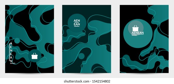 Abstract geometric flyer with vanishing waves. Modern template for social media banner. Contemporary material design with realistic shadow over flat gradient background