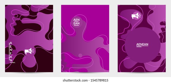 Abstract geometric flyer with vanishing waves. Modern template for social media banner. Contemporary material design with realistic shadow over flat gradient background