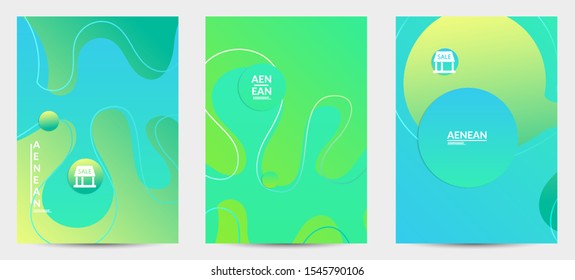 Abstract geometric flyer with vanishing waves. Modern template for social media banner. Contemporary material design with realistic shadow over flat gradient background